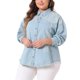 thumbnail image 4 of Camisas de mezclilla de manga larga con botones para mujeres de tallas grandes Agnes Orinda 2X azul pálido, 4 of 6