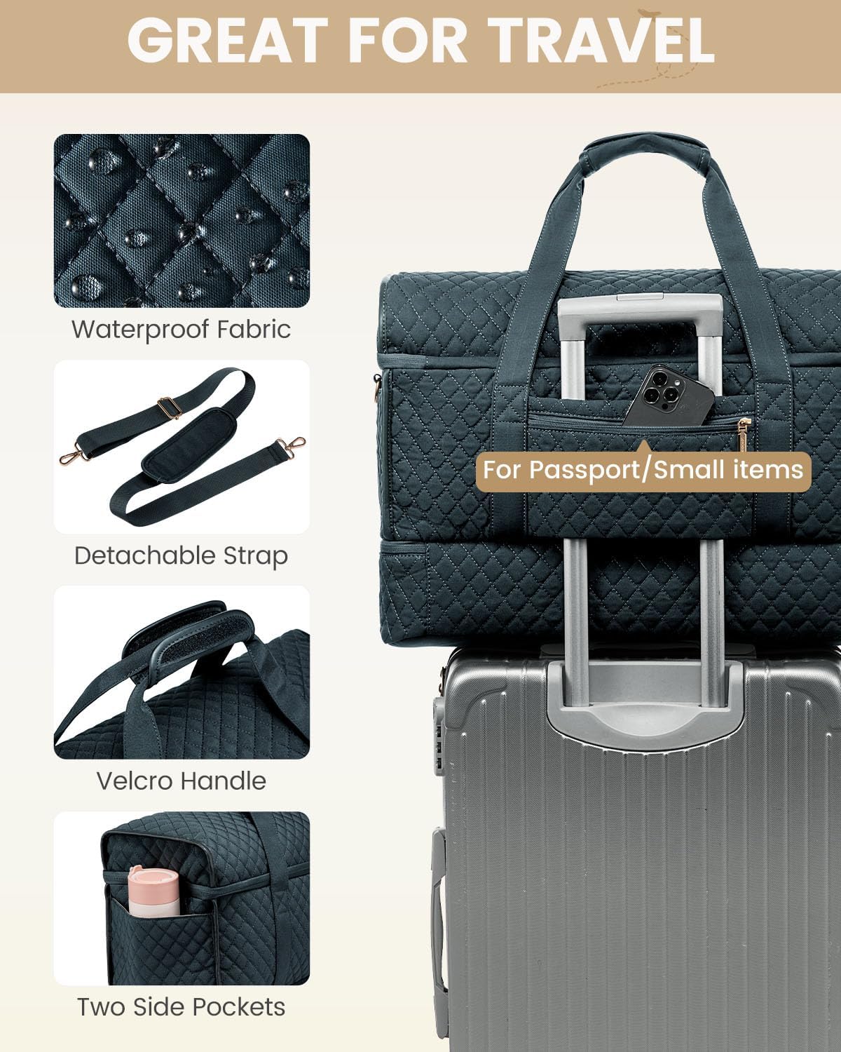 LOVEVOOK Large Travel Duffle Bag, Weekender Bags for Women With Shoe Compartment, Overnight Hospital Bag For Women Labor Delivery, Carry on Bag Personal Item Travel Bag, Yoga Gym Duffel Bag