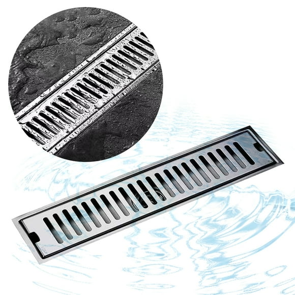 304 Stainless Steel Heavy-Duty Linear Shower Drain with Removable Grate, 3 Inch Central Outlet, Anti-Clogging & Odor-Proof Design, Brushed Nickel Finish, Suitable for Bathroom/Kitchen/Hotel, 60cm
