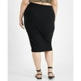 thumbnail image 3 of Bar III Women's Trendy Bodycon Ribbed Midi Skirt Deep Black Plus Size 1X, 3 of 3