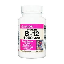 Major Vitamin B-12 Dietary Supplement Tablets, Pink, 1000 mg, 130 Count