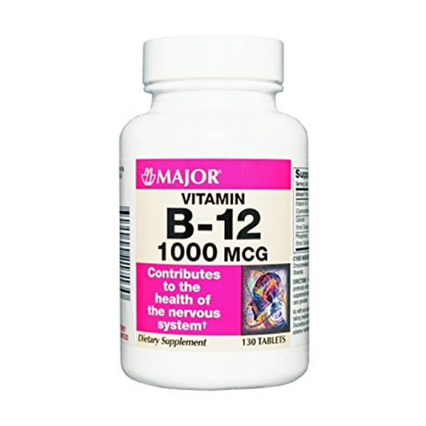 Major Vitamin B-12 Dietary Supplement Tablets, Pink, mg, 130 Count Walmart.com