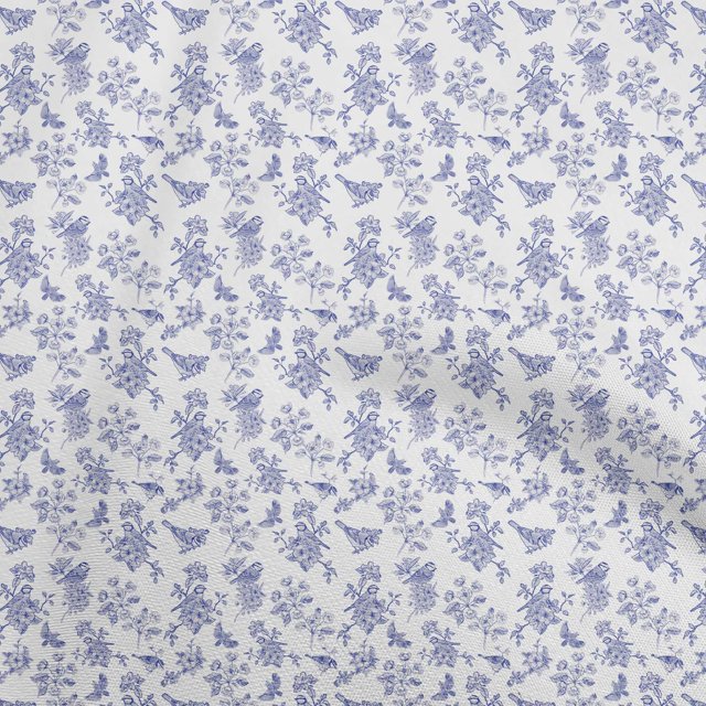 oneOone Velvet Blue Fabric Bird & Sewing Material Print Fabric By The Yard 58 Inch Wide