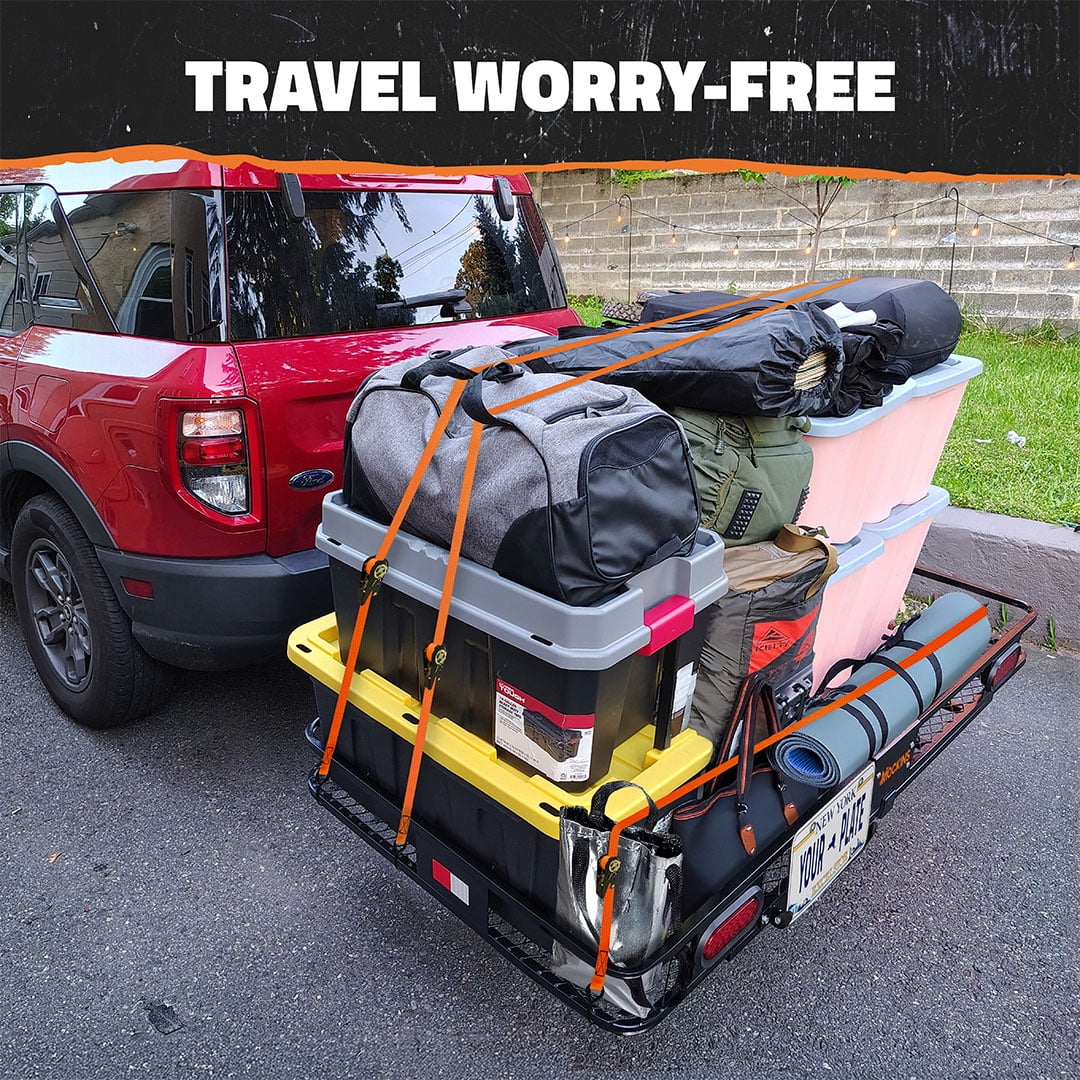Mockins 72"x36"x6" XL Trailer Hitch Rack with Rear Lights, License Plate Holder and Carrier Accessories