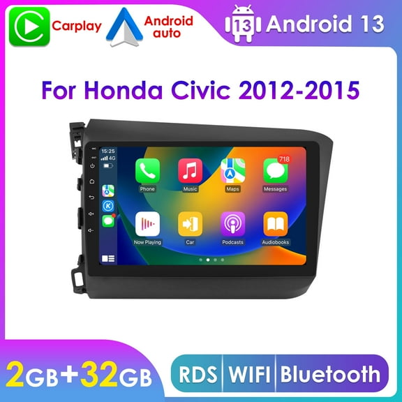 Android Auto Apple Carplay Bluetooth 2 32GB Wifi RDS Car Stereo Radio Head Unit Multimedia GPS Navigation Player For Honda Civic 2012 2013 2014 2015