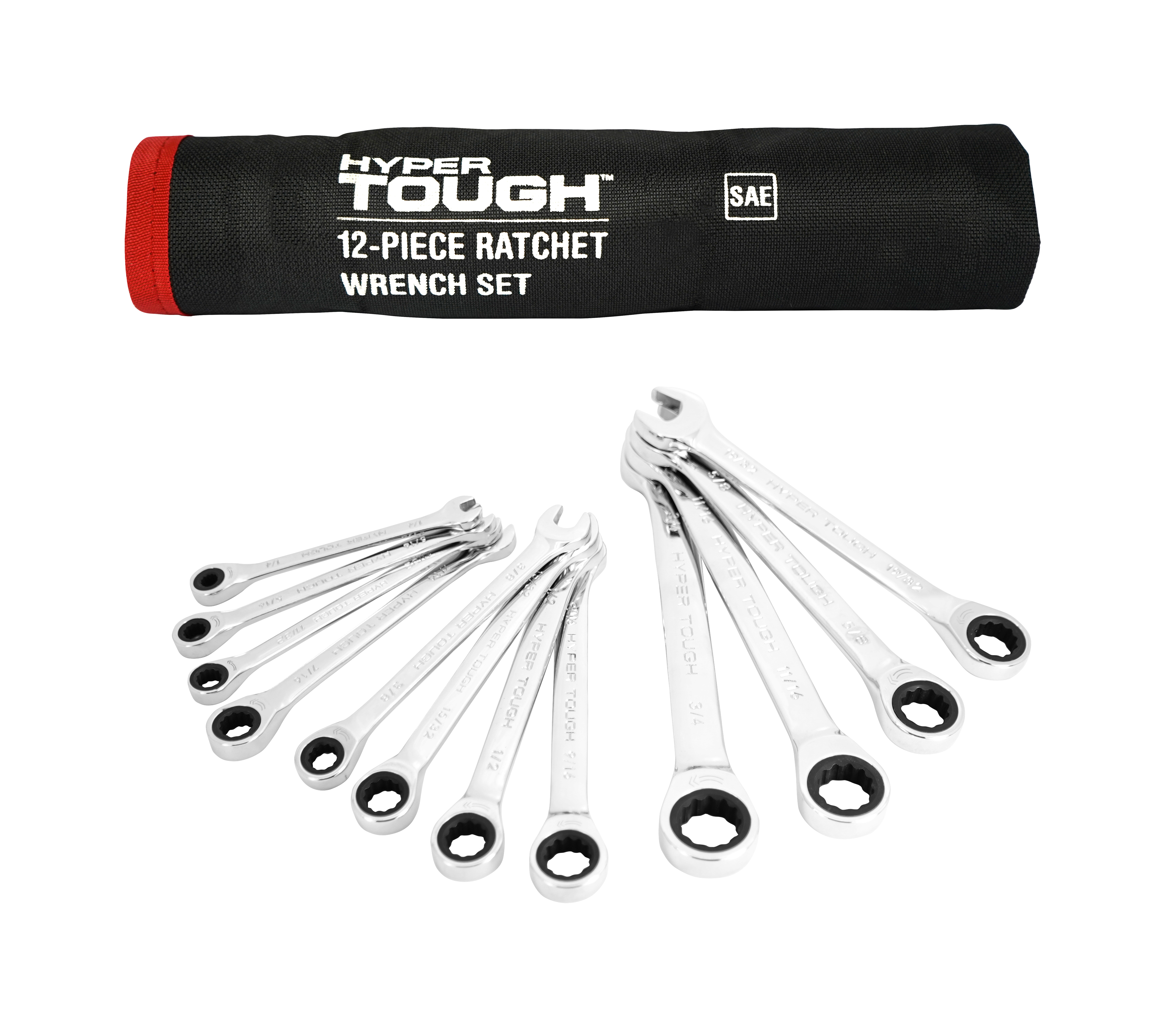 Hyper Tough 12-Piece SAE Ratcheting Wrench Set