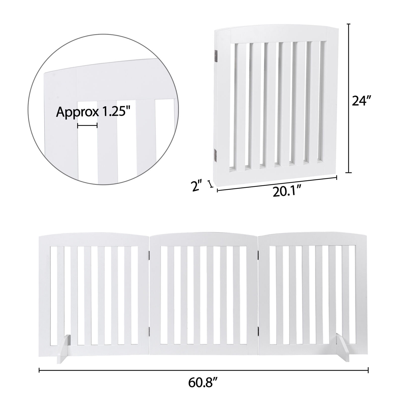 ZYPPP 24"H Pet Dog Gates Foldable Pet Fence Expandable Dog Barrier for Doorway 3 Panel