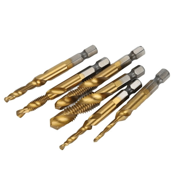 Drilling Taps, Drill Tap Spiral Flute Various Sizes Rustproof HSS For Chamfering For Tapping Ti Plated