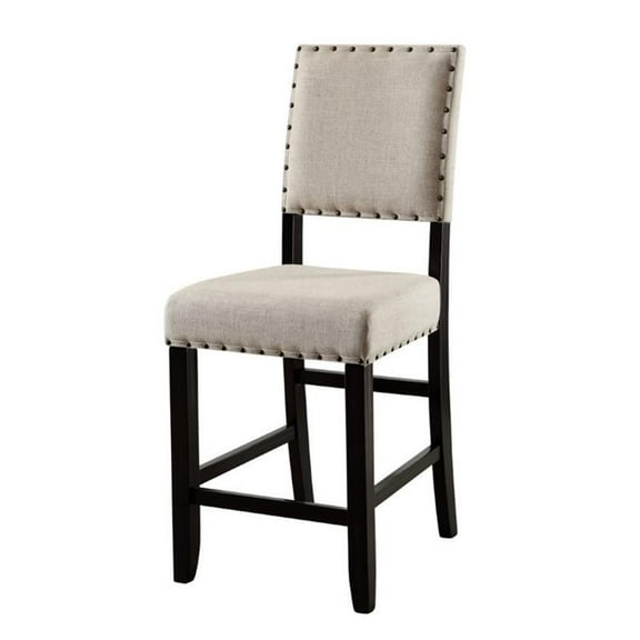 Bowery Hill Contemporary Fabric Padded Counter Stool in Beige (Set of 2)