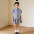 thumbnail image 2 of FYDUU Plaid Dress For Girls Classic Plaid A-Line School Dresses With Collar Short Sleeve Sundress Kids Gingham Dress Casual Wear 4-5 Years, 2 of 9