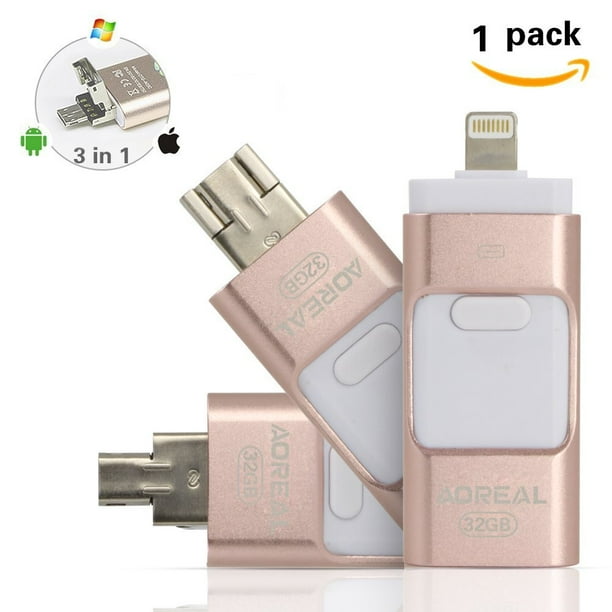 Mignova Mfi Certified 3 In Multi Functions Mobile Usb Iphone Flash Drive External Storage Memory Stick With Lightning Connector Compatible Weth Pc Ios Android System Rose Gold 32gb Walmart Com Walmart Com