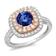 thumbnail image 2 of 1.615 ct Round Cut Simulated Tanzanite Solitaire with Accents Engagement Ring for Women in 14K White/Rose Gold, 2 of 2