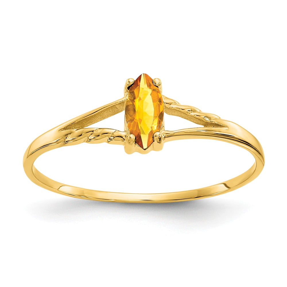 AA Jewels Solid 14k Yellow Gold Citrine Yellow November Gemstone Birthstone Marquise