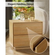 EYYTHUNG Farmhouse Nightstand with 2 Drawers, 21.6 Large Wooden Bedside Table with Storage Drawers, Modern Bedside End Table, Natural Oak