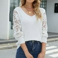 thumbnail image 4 of TIHLMK Sweatshirt for Women Women Fashion Comfortable Solid Color Long Sleeves V-Neck Top Blouse Gifts for Women, 4 of 5