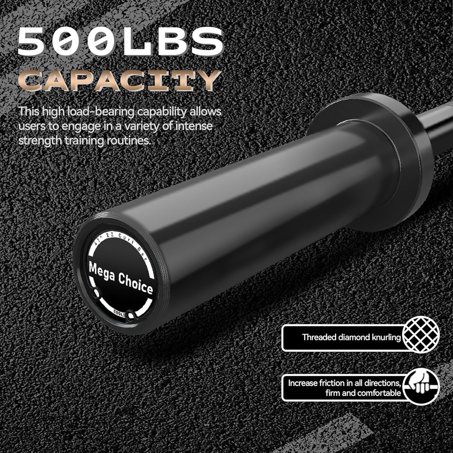 Olym pic Barbell, 4FT Weight Bar For Weightlifting and Powerlifting 45lb, Olym pic Bar for 500lbs Capacity, Weight Bar Fit 2” Standard Weights