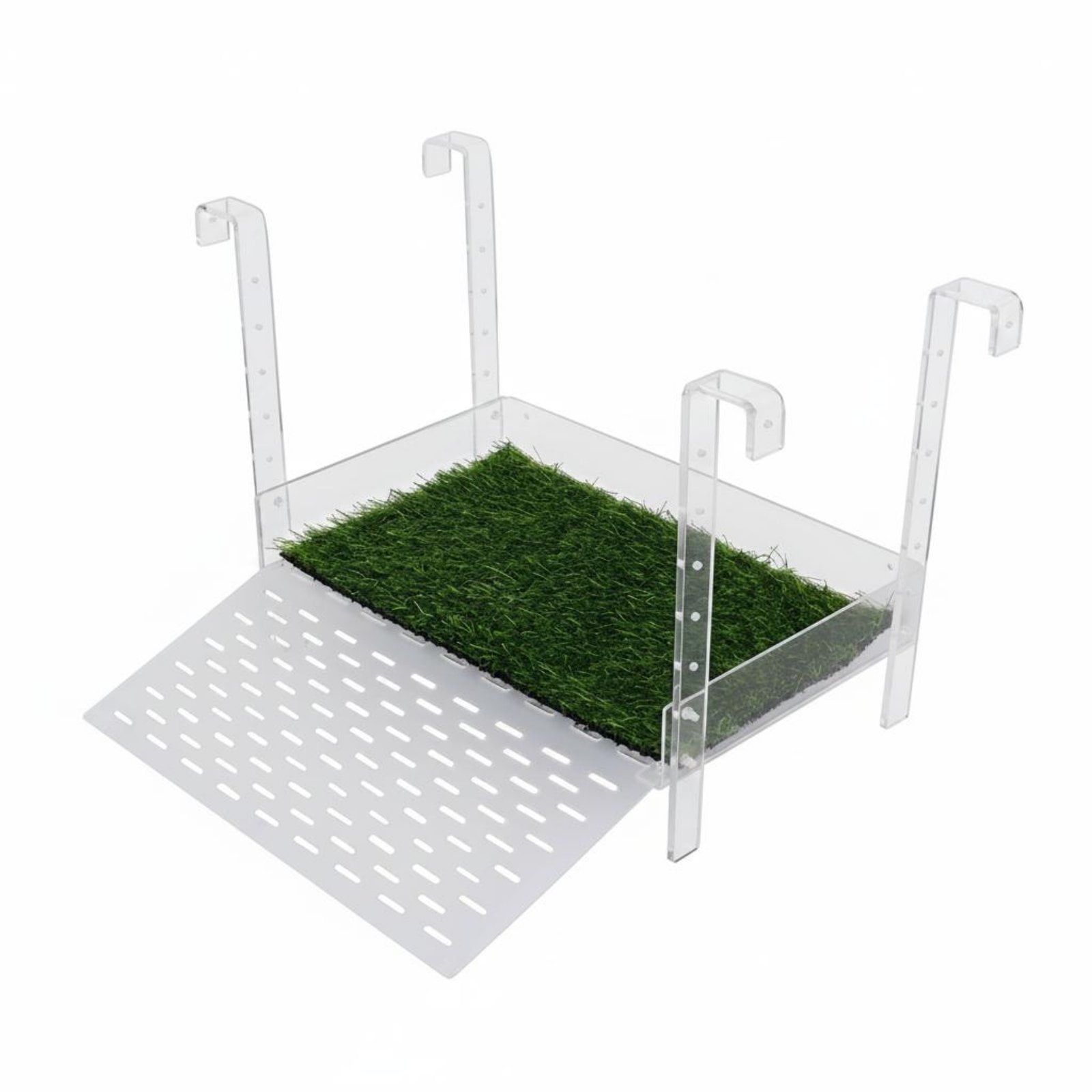Abbraccia Turtle Dock Platform Ramp Adjustable Acrylic Clear Design with Non Slip Green Turf for Aquariums and Indoor Terrariums