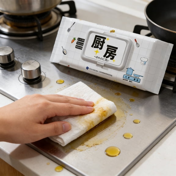 80-Count Kitchen Cleaning Wipes - Heavy Duty Degreaser Wipes for Stove, Range Hood, Countertops & Dining Table, No Rinse Required