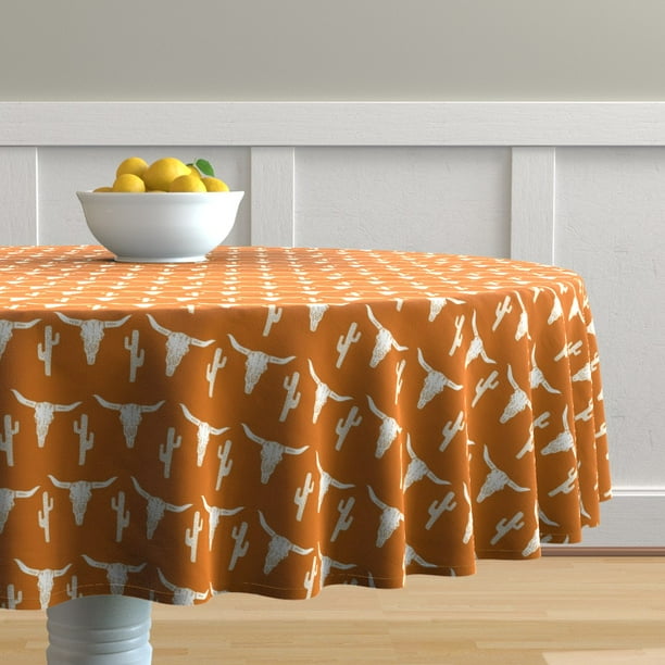 Round Tablecloth Cowboys Cowboy Wild West Rustic Texas Longhorn Cotton Sateen Walmart Com Walmart Com