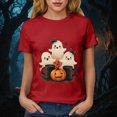 thumbnail image 4 of TOWED22 Womens Cute Ghost Pumpkin Flowers Shirt Fall Pumpkin Vintage Flowers Tshirt Halloween Funny Graphic Blouse Casual Basic Tee(Red,L), 4 of 8