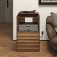 thumbnail image 6 of JOINICE  Mid Century Modern Record Player Cabinet, Vinyl Storage and Charging Station(Walnut）, 6 of 8