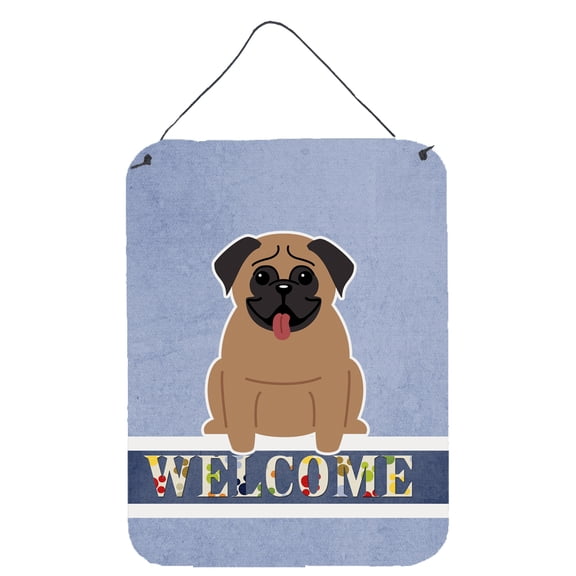 Carolines Treasures BB5586DS1216 Pug Brown Welcome Wall or Door Hanging Prints