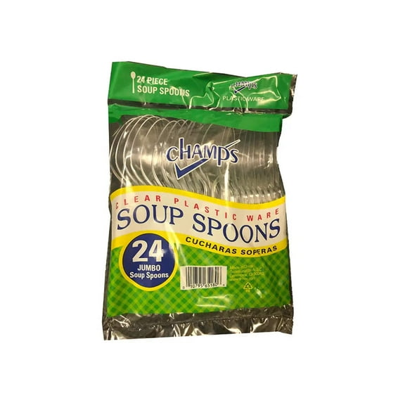 Champs Plastic Jumbo Soup Spoon Clear 24 ct lrg