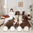thumbnail image 4 of Manfei Vintage Cow Spot King Size Comforter Sets 3pcs,Minimalist Animal Pattern Comforters King Size,Brown Cream,1 Comforter and 2 Pillowcases,Reversible, 4 of 6