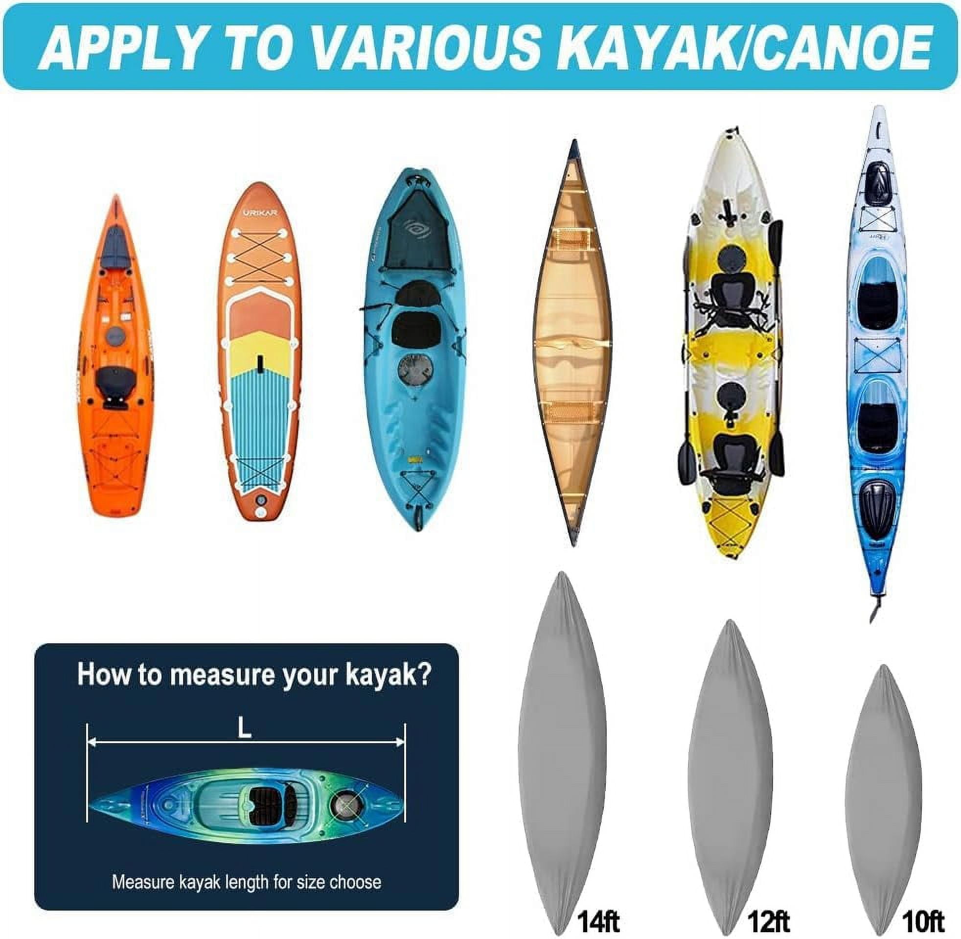 Seapisode 10ft Kayak Cover, 600D Tear Resistant Trailerable Kayak Covers for Outdoor Storage,(Grey)