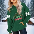 thumbnail image 4 of Lorytime Hoodies for Girls with Pockets Boys Merry Christmas Bow Sweatshirt Long Sleeve Tops Drop Shoulder Pullover Green, 4 of 5