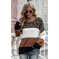 thumbnail image 4 of Women's Sweaters Casual Long Sleeve Crewneck Color Block Patchwork Pullover Knit Sweater Tops, 4 of 7