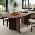 thumbnail image 2 of MAYEERTY 67" Oval Dining Table Mid-Century Rustic Kitchen Table for Dining Room, Walnut, 2 of 8