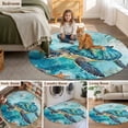 thumbnail image 5 of Turquoise Turtle Round Area Rug 3.3 FT, Non Slip Small Entryway Kitchen Mat, Farmhouse Coastal Starfish Seaweeds Washable Soft Circular Rug Non-Shedding Door Mat for Bathroom Playroom Kids Room, 5 of 9