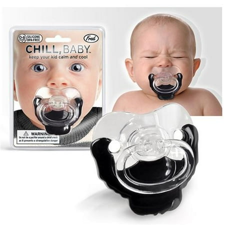 Fred & Friends Black Goatee Pacifier Teether CHILL BABY Silicone PVC BPH New