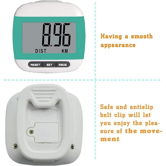 Pedometer Clip - Simple Fitness Tracker for Step, Distance, and Calories