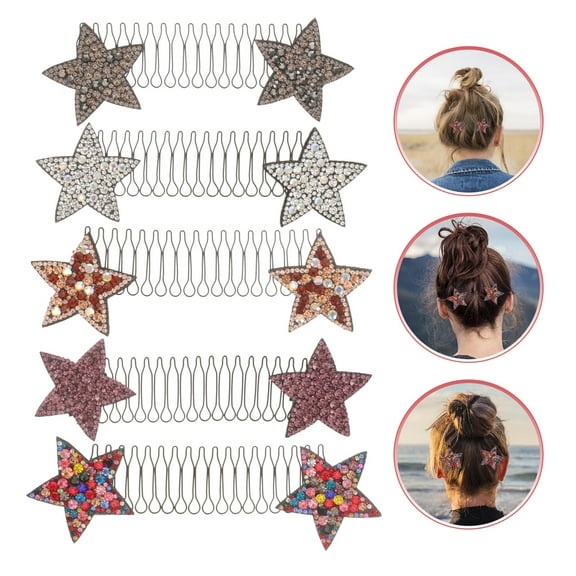 Masteelf 5pcs Rhinestone Hair Combs for Women Accessories High Elasticity for Hair Finishing Assorted Color