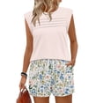 thumbnail image 5 of 2 Piece Short Sets for Women Summer Vacation Outfits Cap Sleeve Tops and Floral Shorts Set Hawaiian Beach Clothes Complexion 2XL, 5 of 6