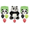 DalvayDelights Panda Bear Pandamonium Black White Dots Jungle Zoo 10 Piece Party Mylar & Latex Balloons Set.