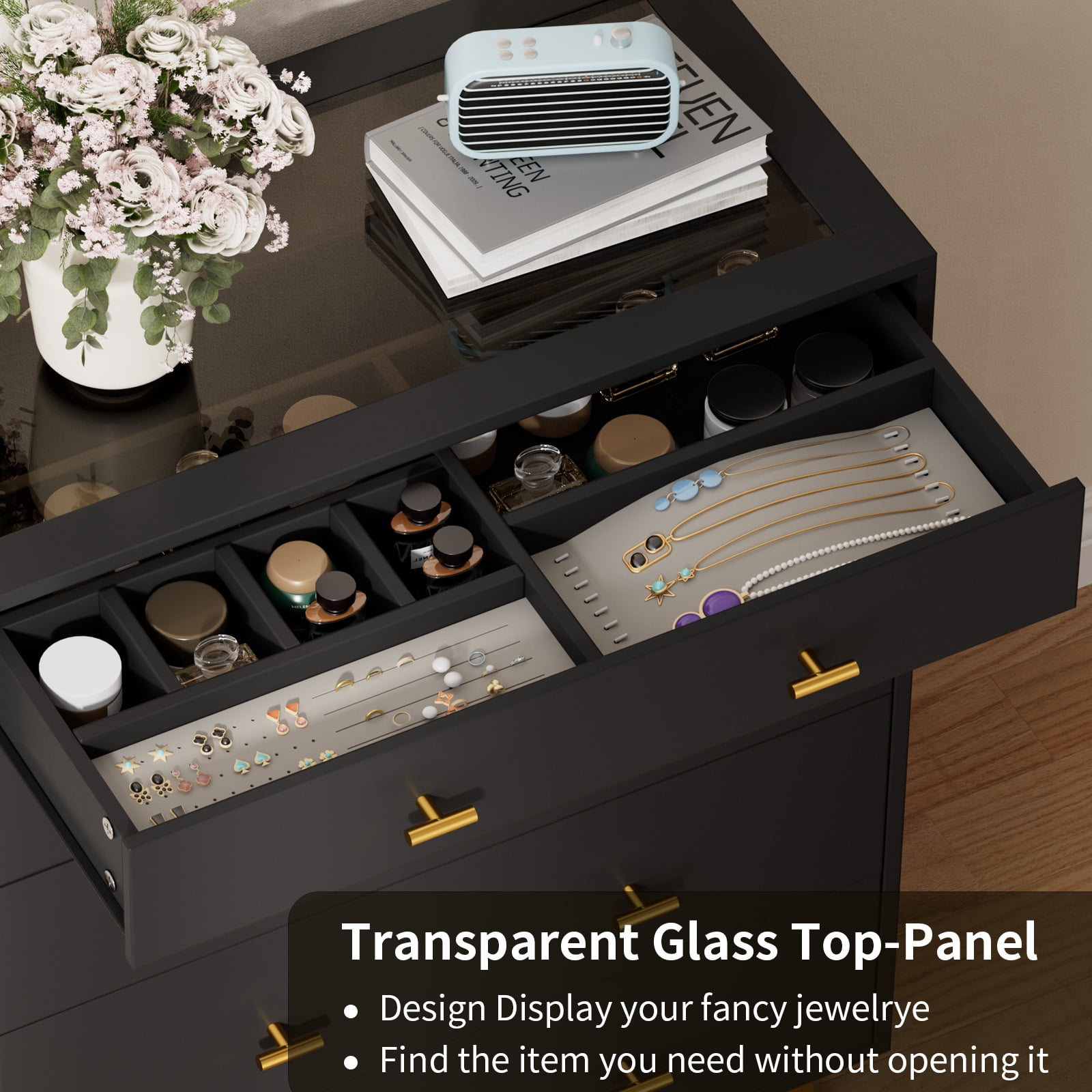 modern dresser with jewelry drawer Amish Custom Flush Mission Dresser with Jewelry Drawers