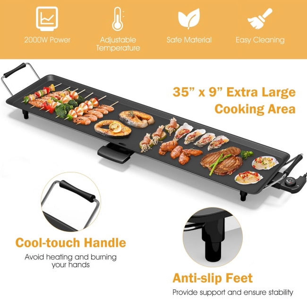 Smokeless Electric Grill Surface,Nonstick Multipurpose Indoor BBQ - Bed  Bath & Beyond - 37517176
