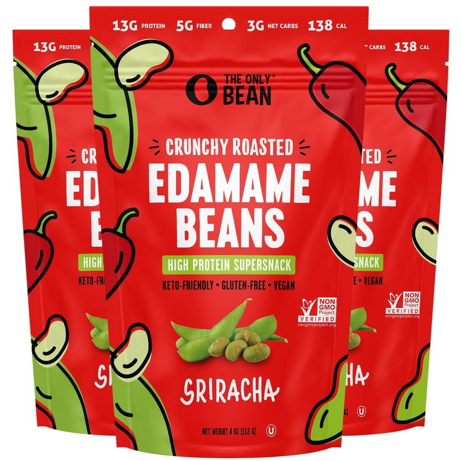 Pack of 6), The Only Bean Sriracha Crunchy Roasted Edamame