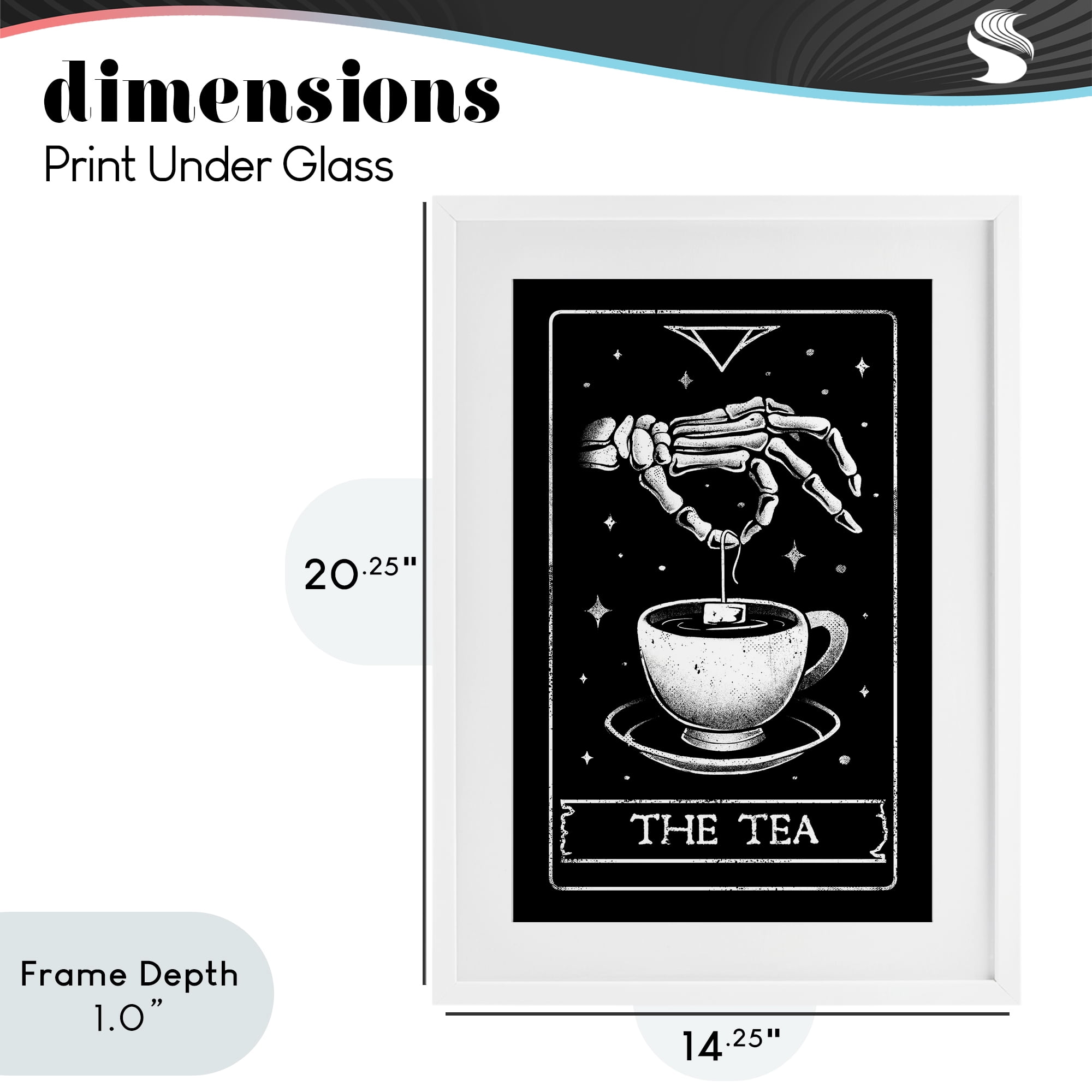 Stupell Industries The Tea Skeleton Tarot White Framed Print Under Glass, design by EduEly Designs