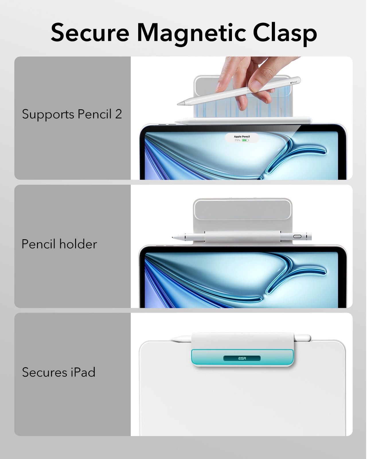 ESR Keyboard Case Compatible with iPad Air 11" M4/M3/M2 (2026/2025/2024) & iPad Pro 11/Air 5th/4th Gen, Floating Stand & Multi-Touch Trackpad, White