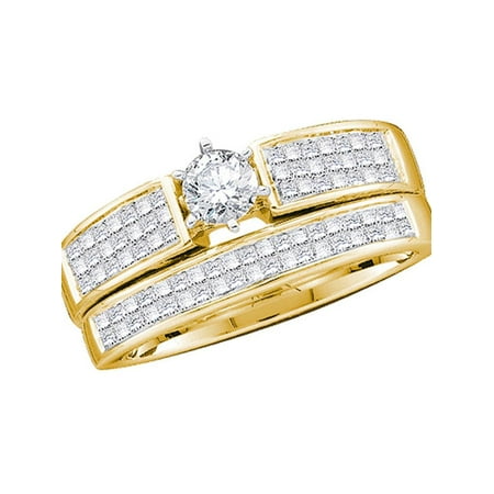 14kt Yellow Gold Womens Round Diamond Bridal Wedding Engagement Ring ...