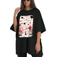 thumbnail image 4 of Plus Size Shirt for Women Black Tops for Women Oversized Short Sleeves Shirt for Women Valentine's Day T Shirt Crewneck Shirt for Women XL, 4 of 5