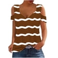 thumbnail image 1 of Camisas de Manga Corta para las Mujeres, Cuello en V Plegable de Impresión Del Hombro Top Casual Hecho de Poliéster Cómodo para el Verano, Tops de Bikini para las Mujeres, 1 of 9