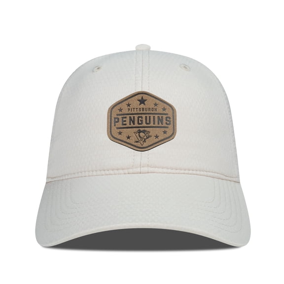 Men's Levelwear  Cream Pittsburgh Penguins Faux Leather Patch Unstructured Adjustable Hat