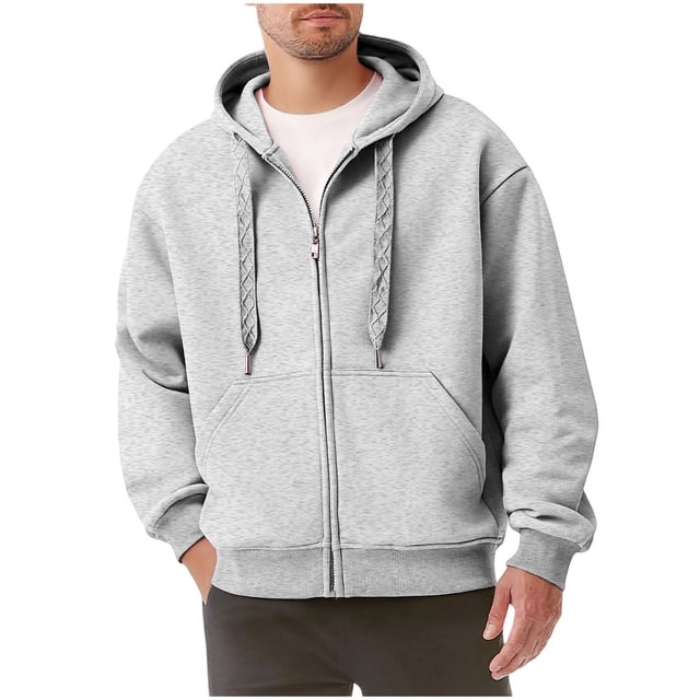 pstuiky Camisas casuales de manga larga para hombre, Chaqueta con capucha y cremallera de manga larga de color liso para hombre, personalizada Tops casuales para hombres m