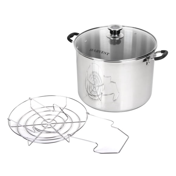Harvest Stainless Steel 20 Qt Canning Pot with Rack | Water Bath or Steam Canning | Works on All Stovetops Including Induction, Glass, Gas (Stainless