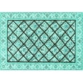 thumbnail image 1 of Ahgly Company Machine Washable Indoor Rectangle Persian Turquoise Blue Traditional Area Rugs, 7' x 10', 1 of 4